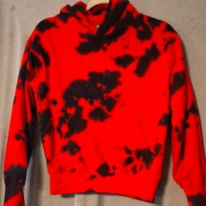 Red and Blck Tie-Dye Hoodie